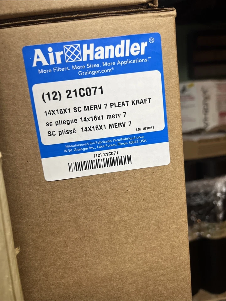 AIR HANDLER 21C071 Pleated Air Filter,14x16x1,MERV 7 PK 12 - Image 3 of 3