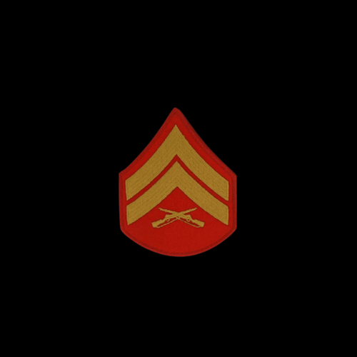 US Marine Corps Chevron E-2 TO E-9 REGULATION GOLD EMBROIDERED ON RED PATCH MALE - Picture 17 of 33
