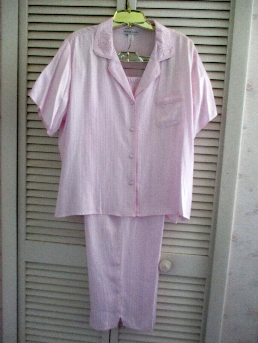 MISS ELAINE CAPRI PAJAMA SET SHORT SLEEVEJACKET SOFT ROSE RAYON