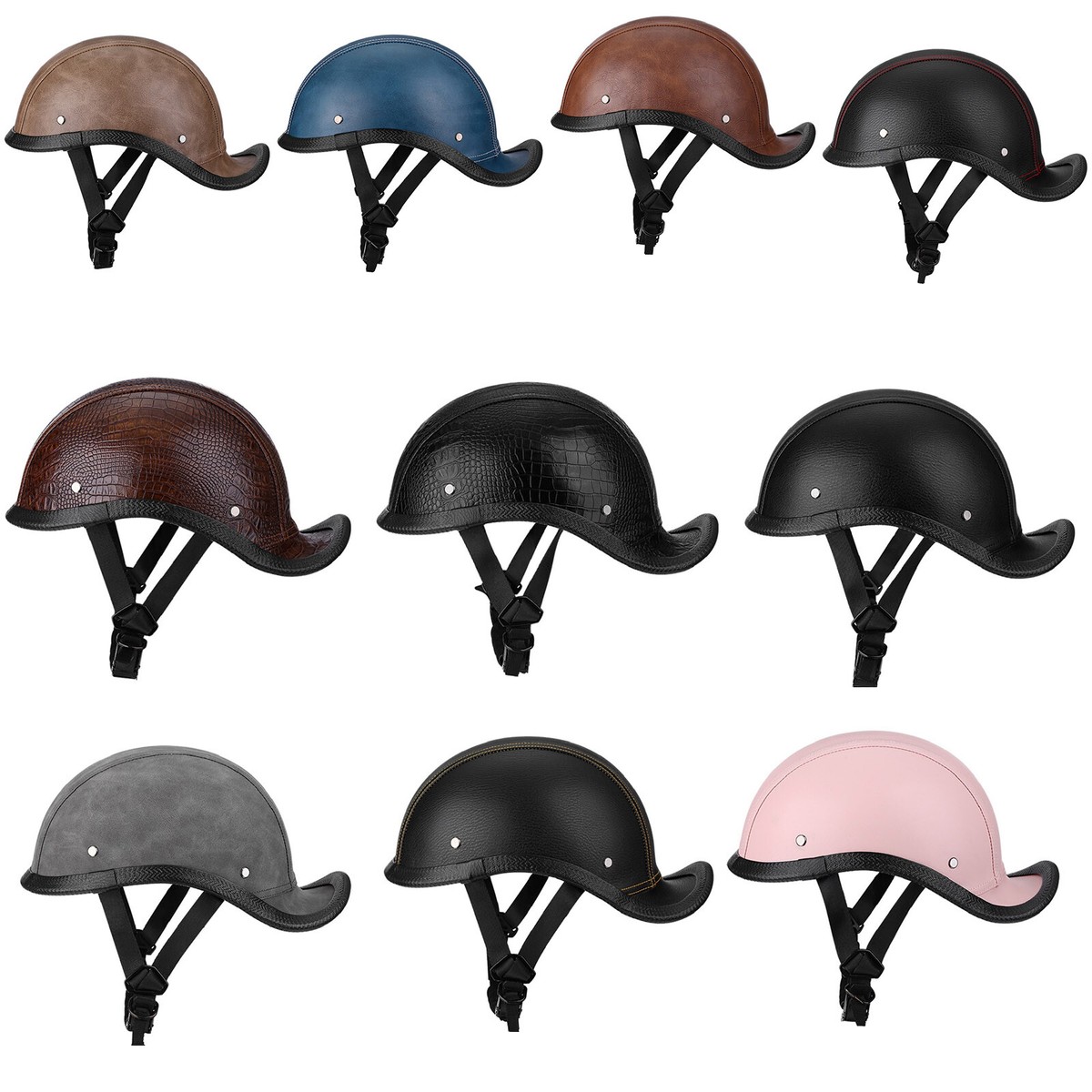 Retro Leather Motorcycle Helmets Novelty Half Helmet Scooter Street Bike  Helmet | eBay