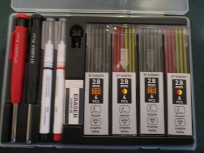 Stageek Carpenter Pencil Marker 30 Piece Kit 24 Graphite Refills