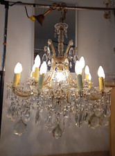Raro lampadario d'epoca cesta cristallo MariaTeresa 16luci Old Chandelier Lustre