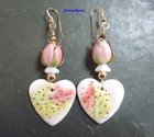 Blushing Roses & Hearts Earrings Handcrafted Artisan earrings Porcelain Lampwork — photo 3