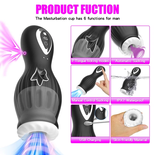 Male Masturbaters Automatic HandsFree Licking Cup Thrusting Stroker Men Sex Toy - Picture 8 of 37