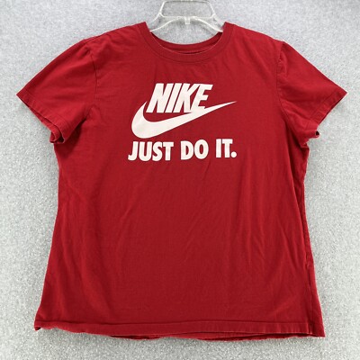 The Nike Tee Womens Large L Graphic Just Do It Cotton Red T Shirt