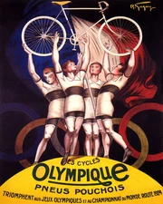 POSTER 1924 OLIMPIQUE CYCLES BICYCLE FRENCH CYCLING BIKE VINTAGE REPRO FREE S/H