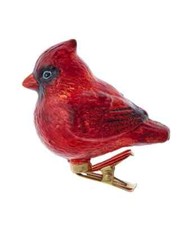 Chubby Cardinal clip ornament, Noble Gems, blown glass, 2.5"T, Kurt Adler NWT