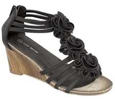 Top Moda Black Faux Leather Slingback Sexy Womens Zip Sandals Shoes