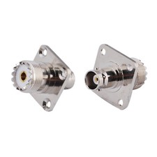 2-Pack BNC Female to UHF SO-239 Female 4 Hole Flange Mount Connector Adapter