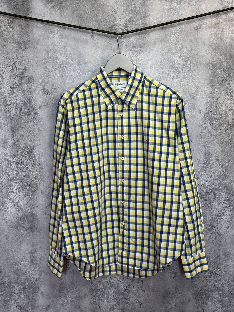 Camicia Yves Saint Laurent vintage a quadri con bottoni YSL LOGO uomo taglia large