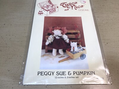 Twice As Nice Designs #139 PEGGY SUE & PUMPKIN 12'' Rag Doll, 3'' Cat UC Pattern