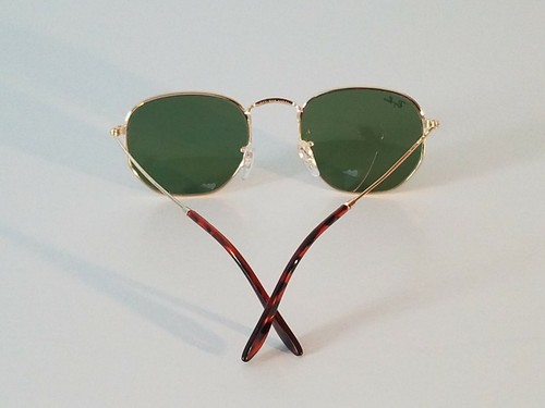 Ray-Ban RB3548 51MM Hexagonal Unisex Sunglasses Gold Frame/Green Flat Lens - Picture 4 of 6