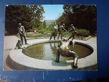 german money circulation statue fountain postcard
