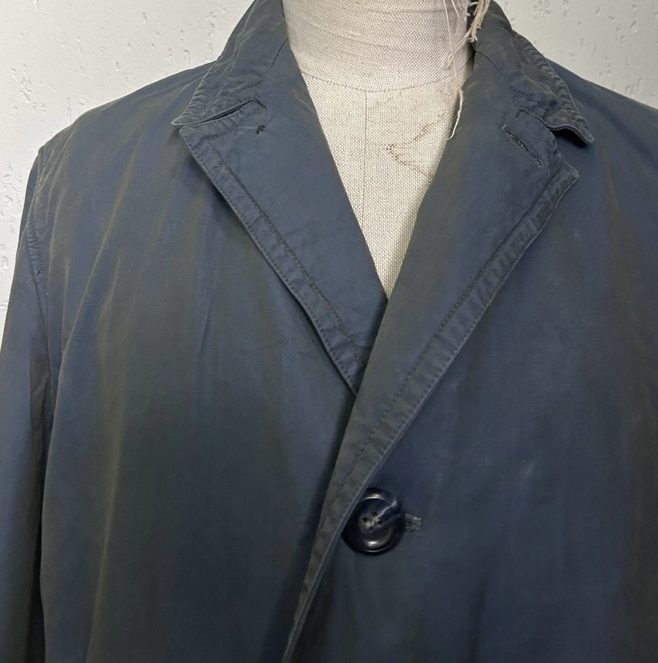 1960s Men’s European Green Rain Coat Trench Vintage Cotton 42 Large - Image 2 of 4