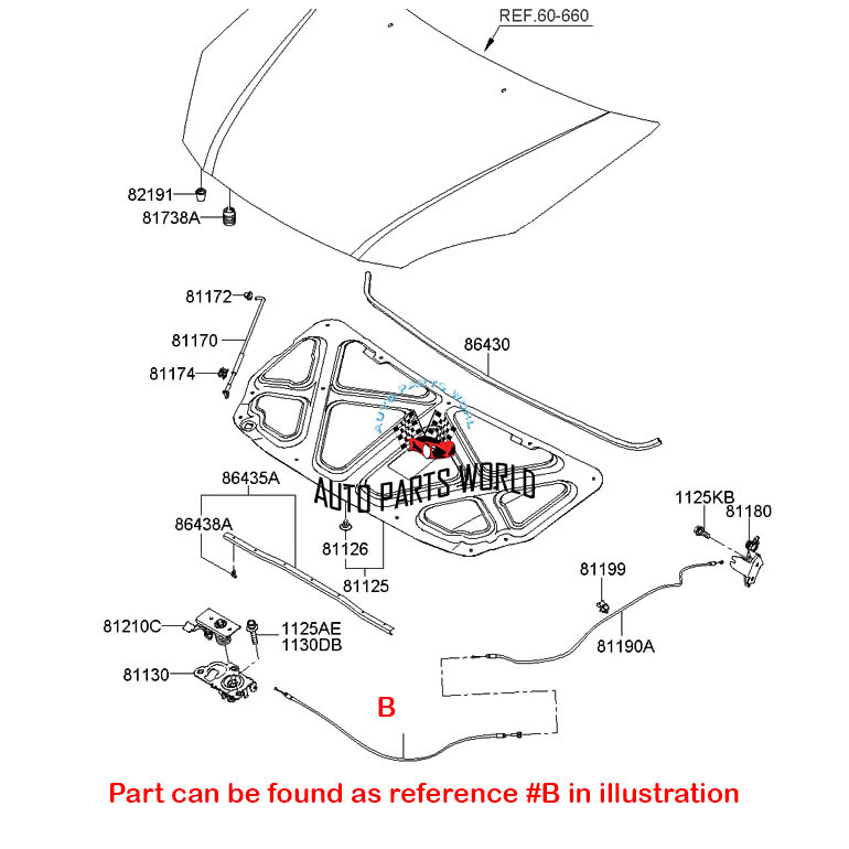 NEW GENUINE OEM KIA 2006-2011 RIO RIO5 TO HOOD LATCH RELEASE CABLE ...