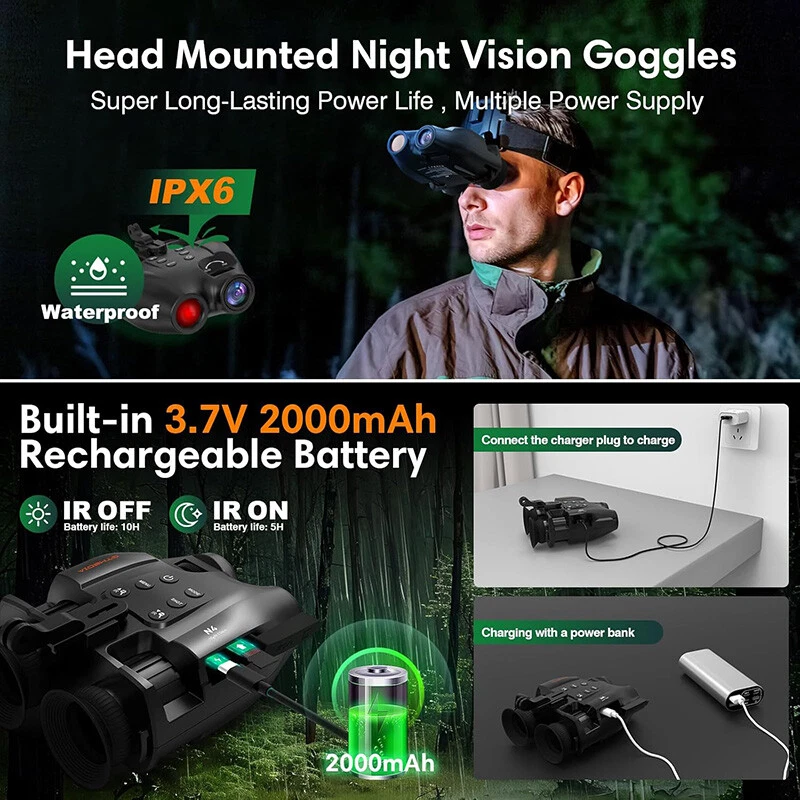 4K Night Vision Goggles Digital Infrared Binoculars Rechargeable Hunting Camera - Image 3 of 4