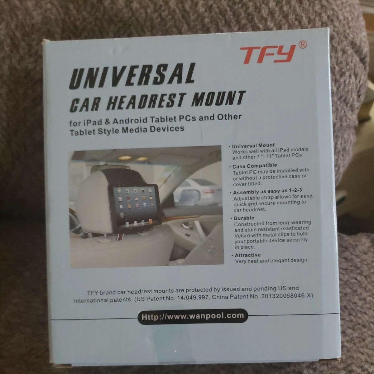 Universal Car Headrest Mount Tablet Holder w/Strap for 7-11 Inch iPads/Android