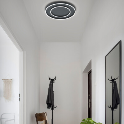 Helestra LED Deckenleuchte SONA Doppelring in Mattschwarz dimmbar ø60cm
