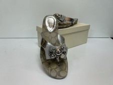 Coach Sylvia Wedge Sandal Silver Patent Leather Size 8