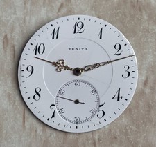 Vintage Zenith Pocket Watch Set Porcelain Dial and Hands
