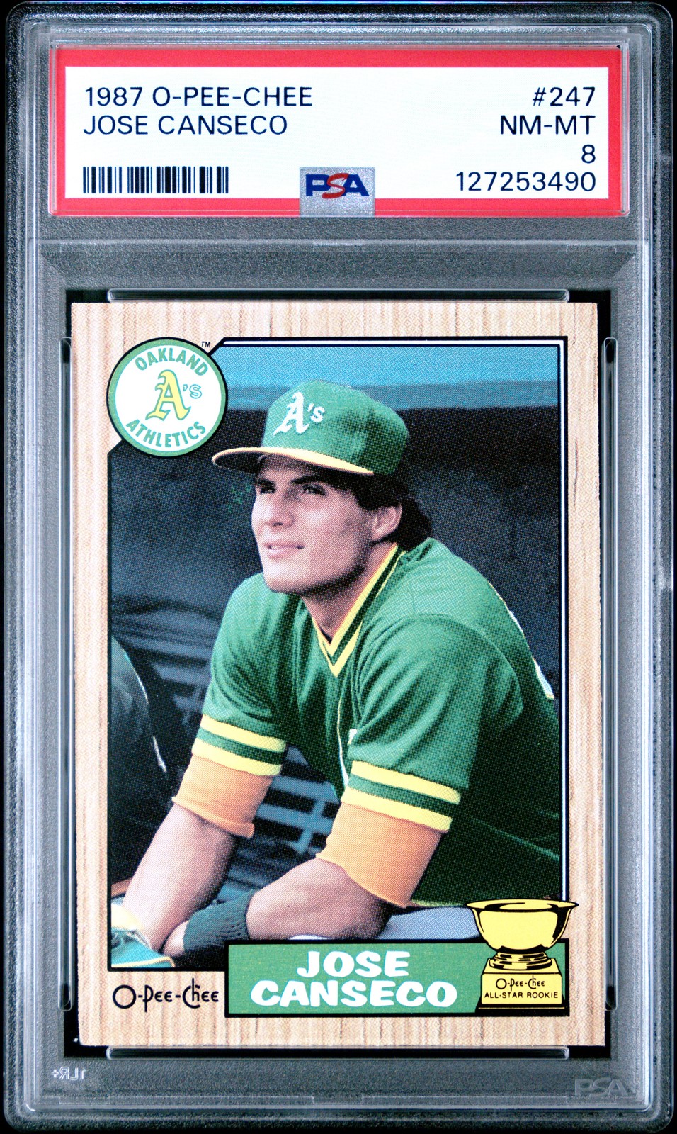 1987 O-PEE-CHEE #247 JOSE CANSECO PSA 8