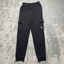 Air Jordan Cargo Sweatpants Kids Size L 12-13 Black Fleece Joggers