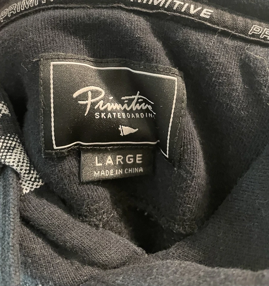 Sudadera Primitiva Para Hombre L Negra Floral Rosa Skateboarding Sudadera con Capucha Peso Pesado Foto 3 de 4