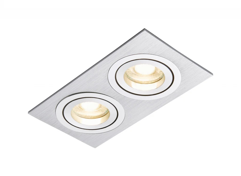 Downlight Silver Pasto Tilt IP20 Satin Nickel Square Double InLight