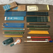 VTG Lot Drawing Pencils, Leads, Erasers, Eagle • Empire • A.W.Faber • American