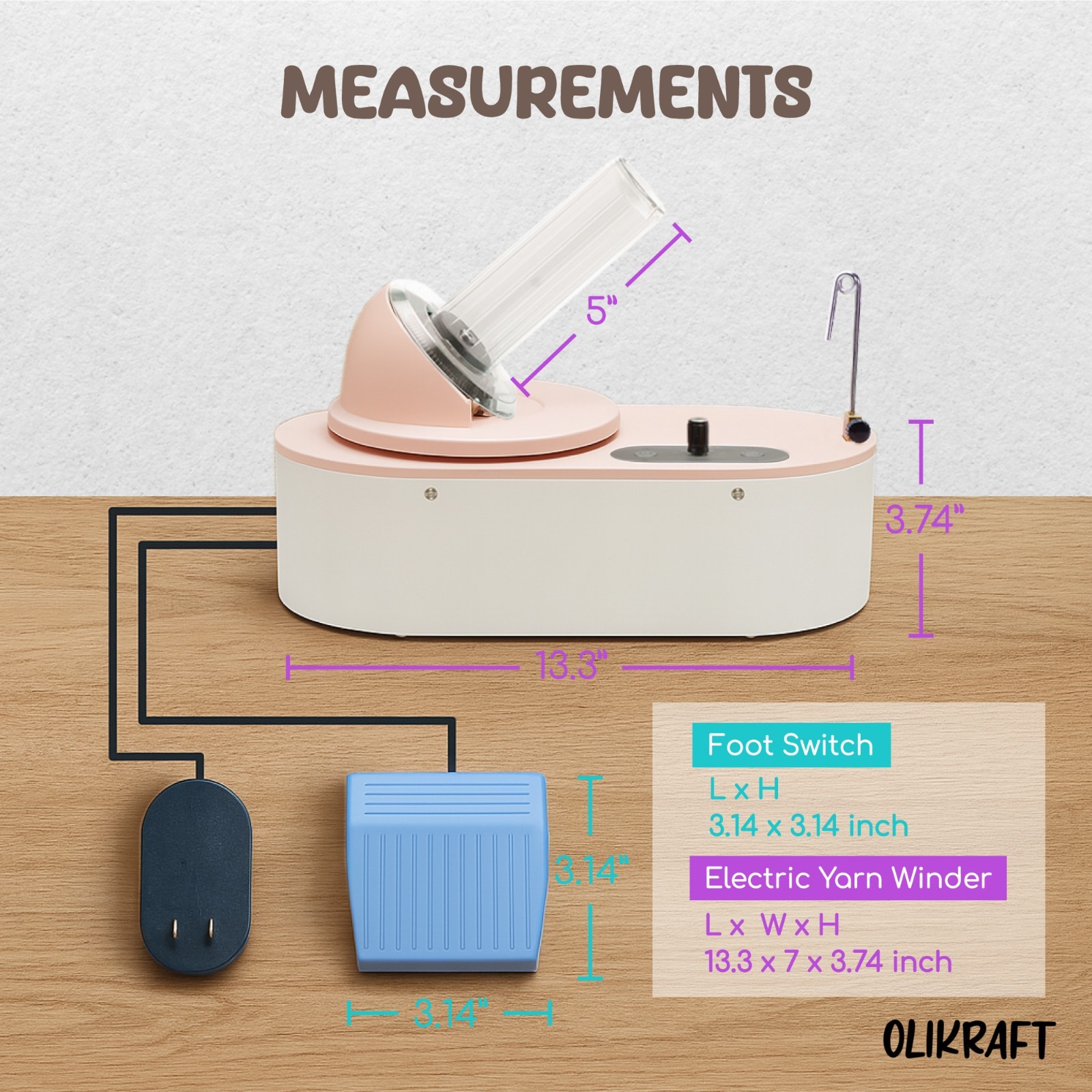 Olikraft Tabletop Electric Yarn Winder | Yarn Ball Winder | No Clamps Needed