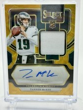 2023 Panini Select Tanner McKee Rookie Patch Auto Gold Wave SSP Eagles