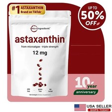 Micro Ingredients Astaxanthin 12mg, 120 Softgels, Dietary Supplement,Best gift