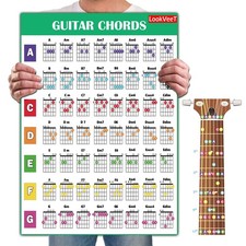 LookVeeT Guitar Chord Chart Poster For Beginner And Portable A4 Laminated Chords