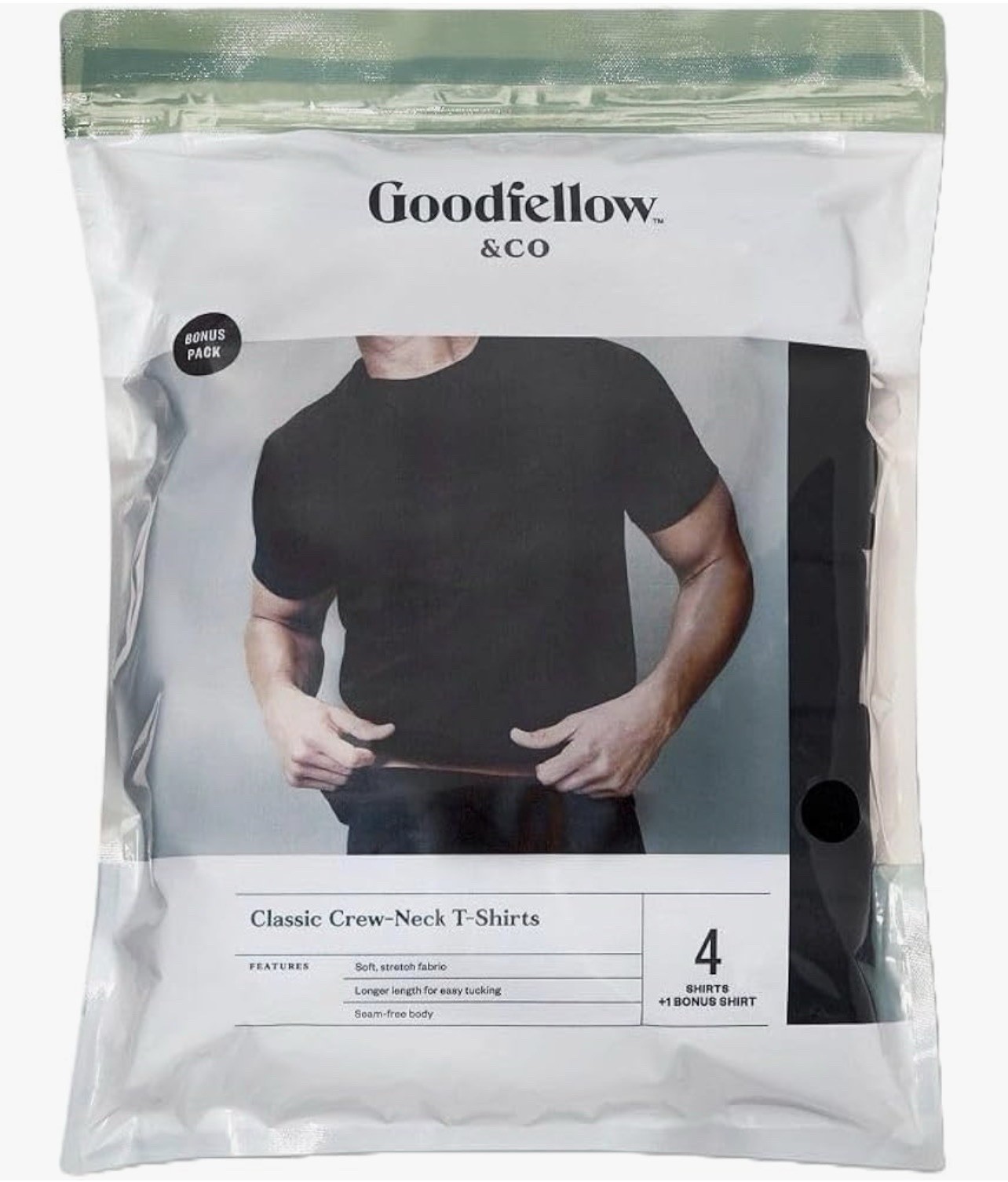Goodfellow & Co Hombre 4+1 Bonus Pack Manga Corta Cuello Redondo Camiseta Interior