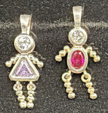 Vintage Birthstone 1 Boys & 1 Girls Charm Pen...