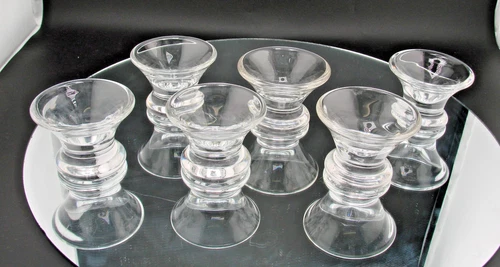 Lot of 6 STEUBEN TWIST STEM CLEAR GLASS CIGARETTE TOOTHPICK URN HOLDER 3"