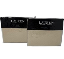 Ralph Lauren Kaia Euro Shams 20x36 Chevron Natural Beige Set Of 2 New