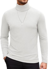 Men's Turtleneck Sweater Slim Fit Lightweight Basic Ribbed Sweaters
