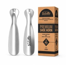 Metal Shoehorn 2 Pack - 7.5" Stainless Steel Short Shoe Horn