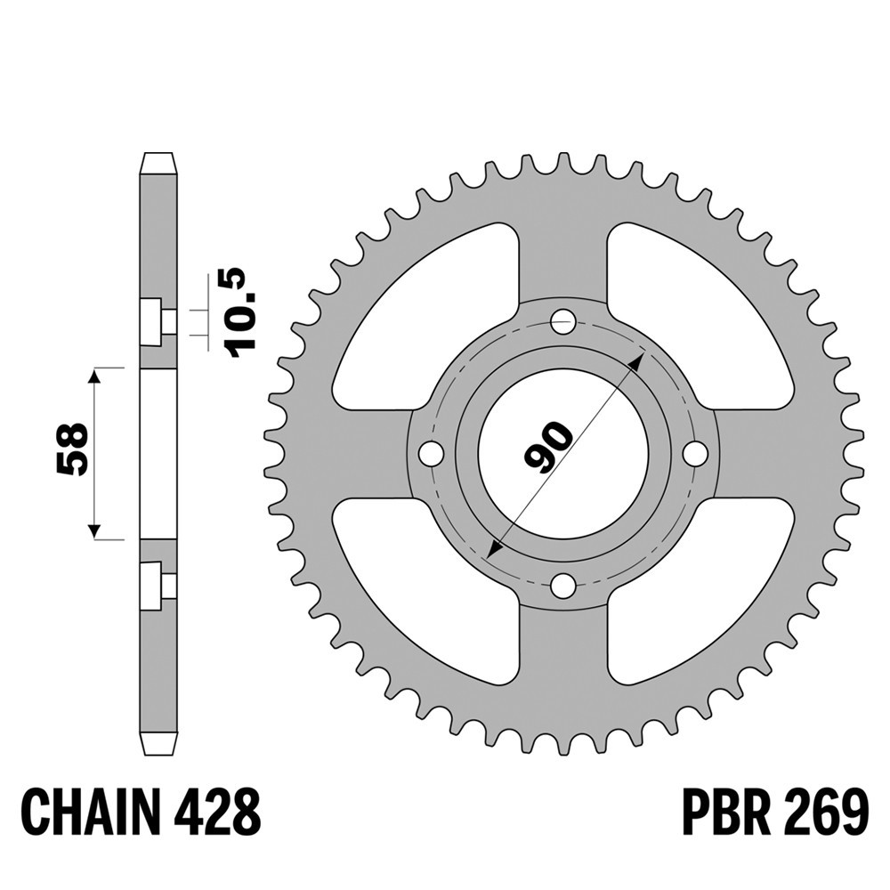 Pignon arrière PBR 428 35 dents acier moto Honda CMT 185 1978 1979 1980