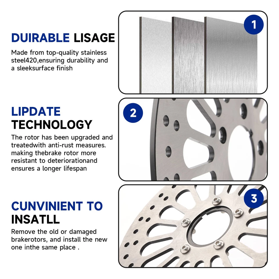 11.5" ( Front & Rear )Brake Rotors for Harley Touring Dynas Touring Sportster - Image 3 of 4