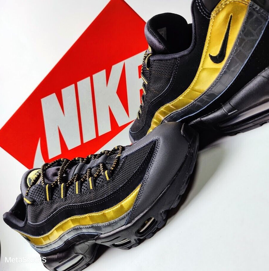Nike Air Max 95 PRM US 15 Men's Black Gold Grey Anthracite Retro  538416 007 New thumbnail 3