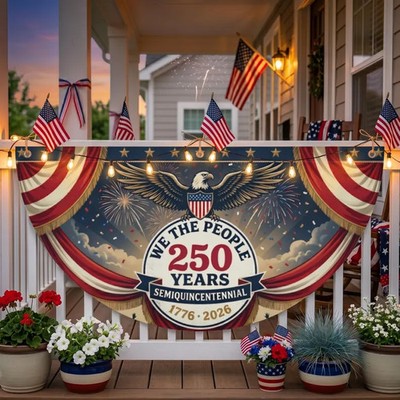 We The People 250 Flag, Eagle Patriotic Porch Banner