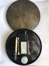 Vintage Lacquer CHINESE CALLIGRAPHY BRUSH AND INK SET
