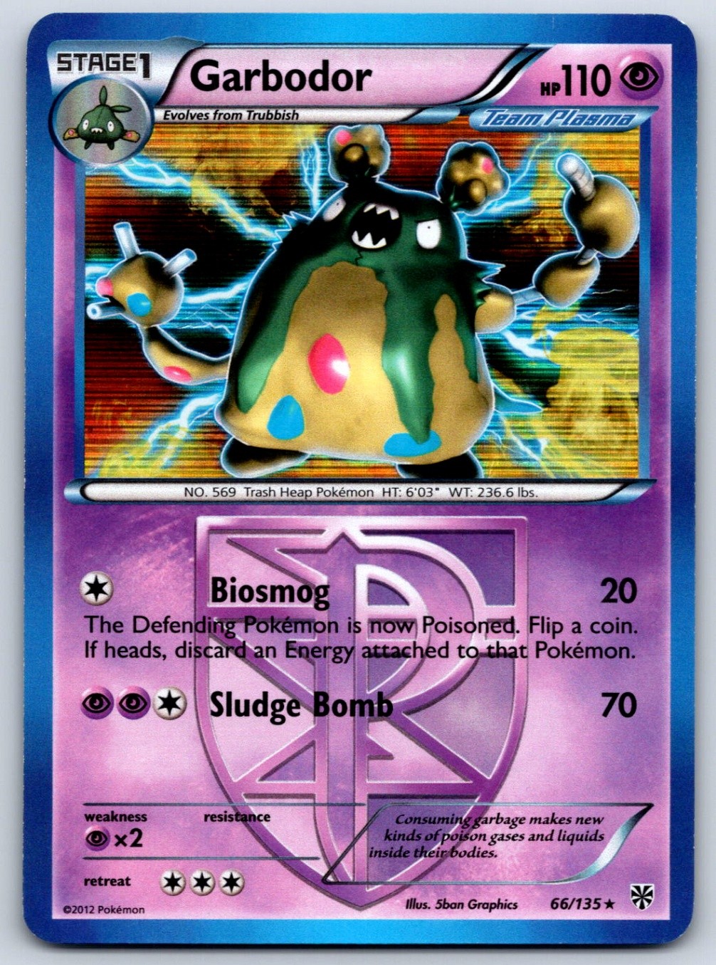 Garbodor (Team Plasma) (66) - Holo - Plasma Storm 66/135 Pokemon Card LP