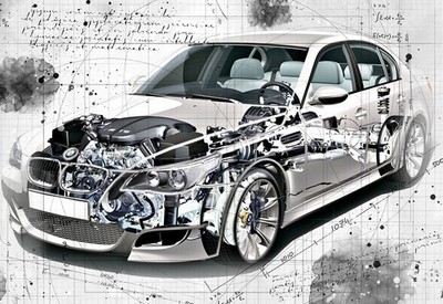 Line Tech Zeichnung BMW M5 E60 Auto Car Classic Cutaway Kunst Poster Druck