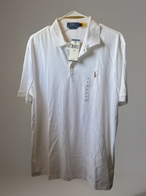 NEW POLO RALPH LAUREN MEN'S CLASSIC SRL WHITE POLO SHORT SLEEVE SHIRT SIZE-M