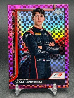 2025 Topps Chrome F1 F3 1st Lauren Van Hoepen PINK Checker Refractor /250
