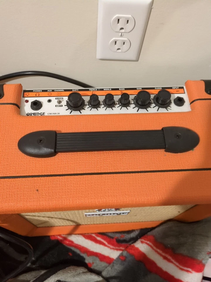 Electric Guitar Orange Amp With Cords - Image 2 of 3