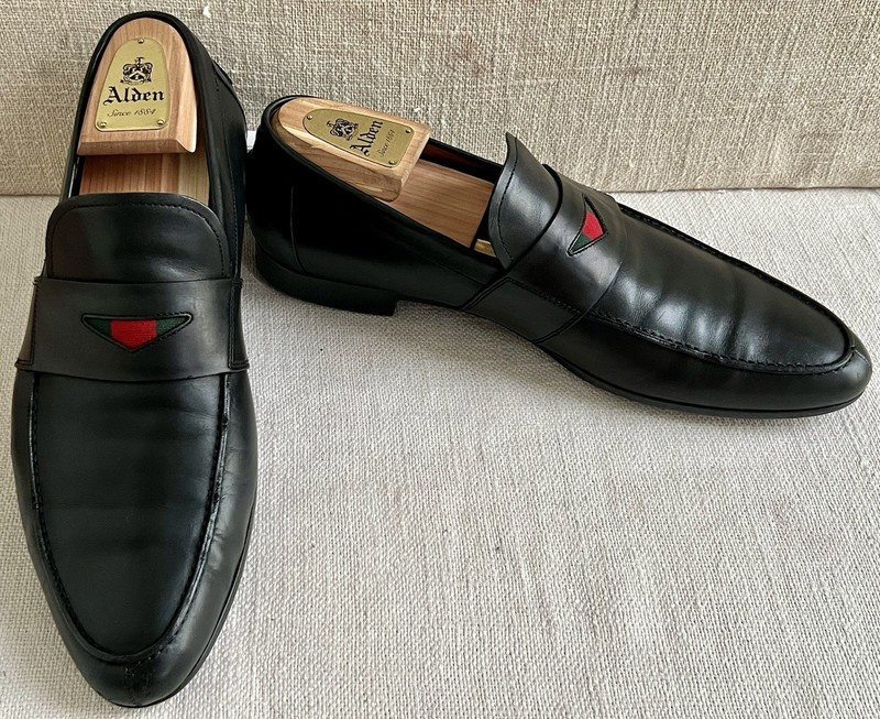 Gucci 268370 Men’s Signature Black Leather Web Penny Loafer IT 9 US 9.5 ($1,200)